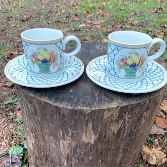 2 X Villeroy & Boch Basket flat cup and saucer - Picture 3 of 15